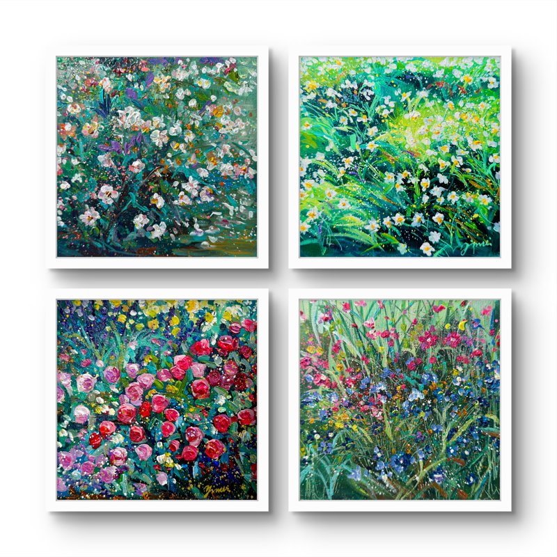 In Bloom, In Thought 3  Acrylic On Canvas Panel  6X6 Each